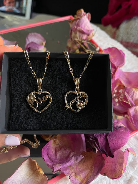 Mom and Daughter 2 piece heart necklace