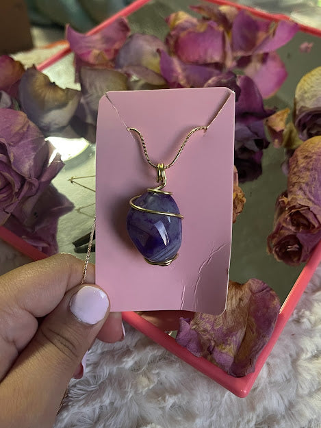 Amethyst crystal gold wrapped
