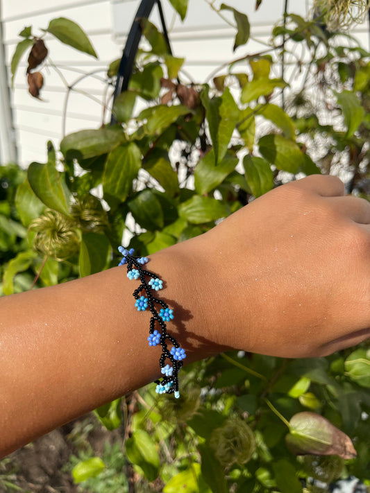 Blues and black flower bracelets